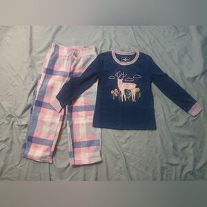 Charming Kids Pajama Set - Navy and Pink Plaid